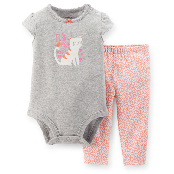 Carter’s Baby Girl Bodysuit & Pants Set Clothes Cat - Picture 1 of 1
